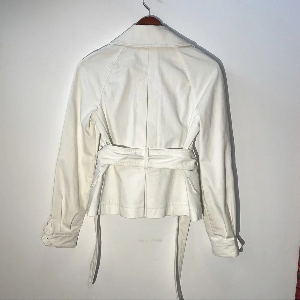 Theory Double Breasted Belted White Jacket - size small - Picture 4 of 12